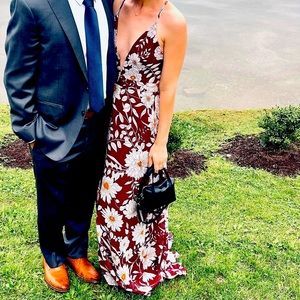 Lulus red floral maxi dress